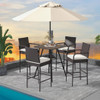 4 Pieces Outdoor PE Rattan Cushioned Barstool Set with Armrests-Set of 4