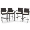 4 Pieces Outdoor PE Rattan Cushioned Barstool Set with Armrests-Set of 4