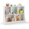 5-Cube Wooden Kids Toy Storage Organizer with Anti-Tipping Kits-White