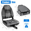 High Back Folding Boat Seats with Black Grey Sponge Cushion and Flexible Hinges-Set of 2