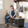 Shoe Bench with 6 Storage Compartments and 3 Adjustable Shelves-Gray