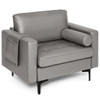 Modern Single Sofa with Cushion Bolster and Side Storage Pocket