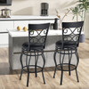Set of 2 30 Inch Bar Stool with Backrest and Footrest-Black