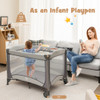 5-in-1 Portable Baby Playard with Cradle and Storage Basket-Gray