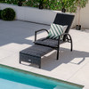 Patio Chaise Lounge Outdoor Rattan Lounge Chair with Retractable Ottoman