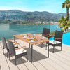 5 Pieces Patio Wicker Dining Set with Detachable Cushion and Umbrella Hole