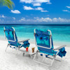 2 Packs 5-Position Outdoor Folding Backpack Beach Table Chair Reclining Chair Set-Navy