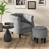 Modern Accent Chair with Ottoman Armchair Barrel Sofa Chair and Footrest-Grey