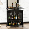 4-Tier Liquor Bar Table with 3 Glass Holders and Storage Shelves-Black