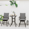 2 Pieces Patio Swivel Bar Chair Set with 4D Air Fiber Cushion