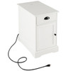 End Table with Charging Station and Flip Top-White