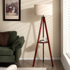 Tripod Floor Lamp Wood Standing Lamp with Flaxen Lamp Shade and E26 Lamp Base-Brown
