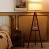 Tripod Floor Lamp Wood Standing Lamp with Flaxen Lamp Shade and E26 Lamp Base-Brown