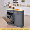 Rubber Wood Kitchen Trash Cabinet with Single Trash Can Holder and Adjustable Shelf-Gray