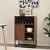 Wine Storage Cabinet Buffet Sideboard with Adjustable Shelf and Sliding Door-Brown