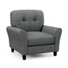 Modern Upholstered Accent Chair with Rubber Wood Legs-Gray