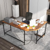 L-Shaped Computer Desk with CPU Stand Power Outlets and USB Ports-Rustic Brown