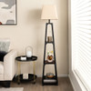 Trapezoidal Designed Floor Lamp with 3 Tiered Storage Shelf-Brown