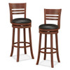 Set of 2 360 Bar Stools with PU Upholstered Seats-Brown