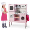 Pretend Play Kitchen for Kids with 16 Pieces Accessories-Pink