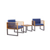 3 Pieces Patio Acacia Wood Conversation Set with Cushioned Armchairs-Navy