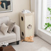 39" Tall Cat Condo with Scratching Posts and 3 Hideaways and 4 Soft Plush Cushions-Natural