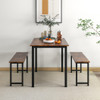 3 Pieces Farmhouse Dining Table Set with Space-Saving Design-Rustic Brown