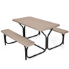 HDPE Outdoor Picnic Table Bench Set with Metal Base-Coffee