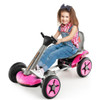 Pedal Powered 4-Wheel Toy Car with Adjustable Steering Wheel and Seat-Pink