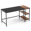 55" Modern Industrial Style Study Writing Desk with 2 Storage Shelves-Black