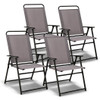 Outdoor Folding Sling Chairs Set of 4 with Armrest and Backrest