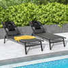 Patio Sunbathing Lounge Chair 5-Position Adjustable Tanning Chair-Black