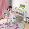 Height-Adjustable Kids Desk with Tilt Desktop and Book Stand-Pink