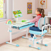 Height-Adjustable Kid's Study Desk and Chair Set-Blue