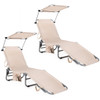 Set of 2 Portable Reclining Chair with 5 Adjustable Positions-Beige