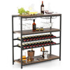 5-tier Wine Rack Table with Glasses Holder