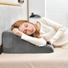 Bed Wedge Pillow with Tablet Pillow Stand and Side Pockets-Gray