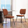 Set of 2 Modern Armless Dining Chairs with Linen Fabric-Orange