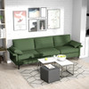 Large 3-Seat Sofa Sectional with Metal Legs and 2 USB Ports for 3-4 people-Green