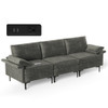 Large 3-Seat Sofa Sectional with Metal Legs and 2 USB Ports for 3-4 people-Silver