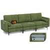Modular 3-Seat Sofa Couch with Socket USB Ports and Side Storage Pocket-Green