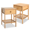 Set of 2 Bamboo End Tables with Drawer and Open Shelf-Natural