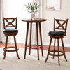 2 Pieces Classic Counter Height Swivel Bar Stool Set with X-shaped Open Back-L