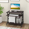 Mobile Computer Desk with Keyboard Tray Mouse Tray and Shelf-Dark Brown