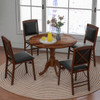 Wooden Dining Table with Round Tabletop and Curved Trestle Legs-Walnut