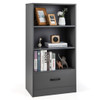 48 Inch Tall 4 Tiers Wood Bookcase with Drawer-Gray