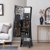 Freestanding Full Length LED Mirrored Jewelry Armoire with 6 Drawers-Black