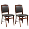 Set of 2 Folding Dining Chairs with Padded Seat and High Backrest-Brown