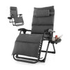 Adjustable Metal Zero Gravity Lounge Chair with Removable Cushion and Cup Holder Tray-Gray