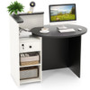 Front Reception Office Desk with Open Shelf and Lockable Drawer-Black & White